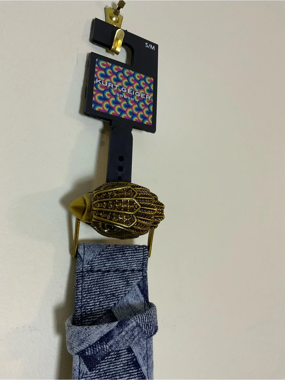 Kurt Geiger Kensington Blue Denim Pattern Belt